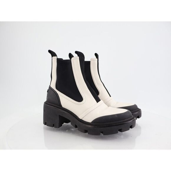 Tory Burch Women's Chelsea Lug Sole Ankle Boots Size 8 Black White Slip On - Picture 1 of 11